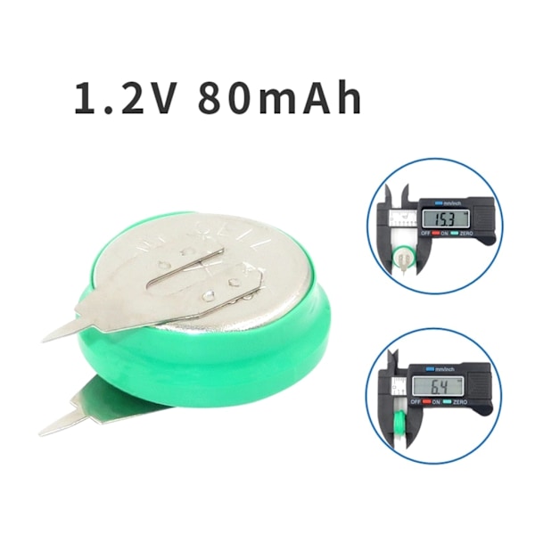NiMh Laddningsbara Batterier med Hög Kapacitet Långvariga 1,2V 80mAh Myntcellsbatterier med Lödstift för Elektrisk Leksak