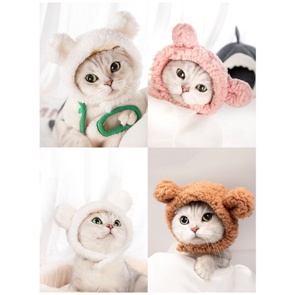 Söpö päähine kissoille ja pennuille Fleece Karhu Hattu Pehmeä Lämmin