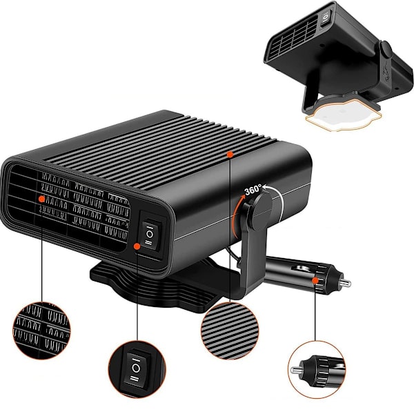 Bærbar Bilvarmer, 150W Bilvarmer Defroster, 2 i 1 KLB