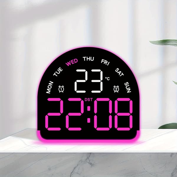 LED digital klocka med temperatur och dubbla larm, tyst, icke-tickande Black Shell Pow