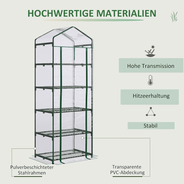 Folieväxthus med 5 hyllor, Miniväxthus, för blommor eller grönsaker 5800