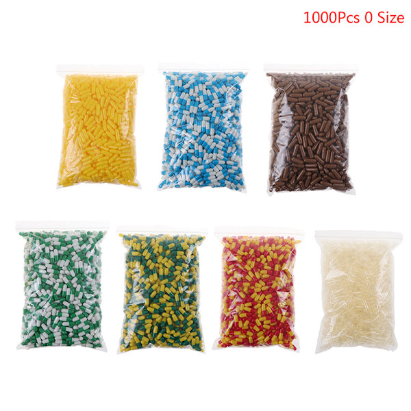 1000 tyhjää kovaa pehmeää gelatiinikapselia koko 0# gelatiinilääke keltainen Yellow Yellow 1000Pcs