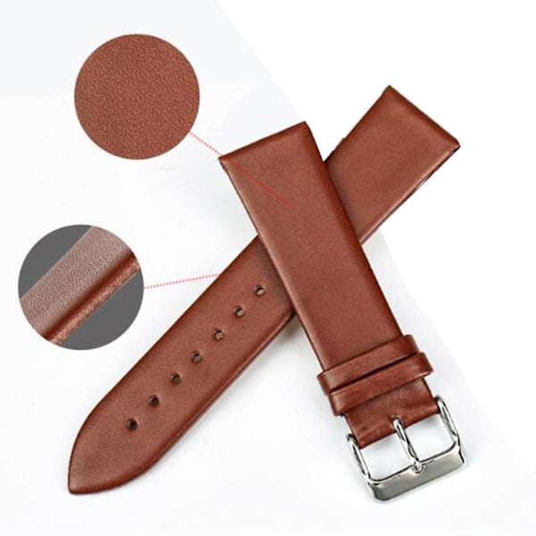 Ardours Klockarmband i PU-Läder (Slät) i Flera Färger Mörkbrun Mörkbrun 14mm