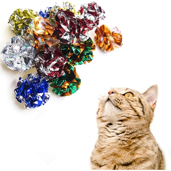 6 cm sprickbollar för katt - Färgglada mylarbollar för kattungar (12 st)