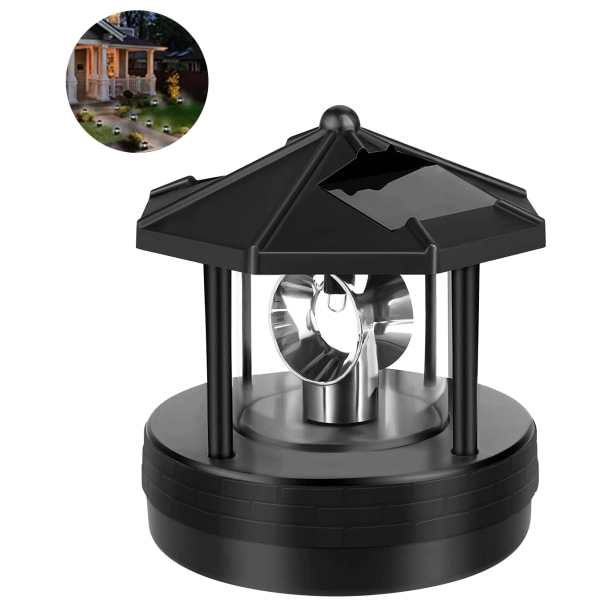 Soldrevet fyr, LED Roterbar Lighthouse Garden Light