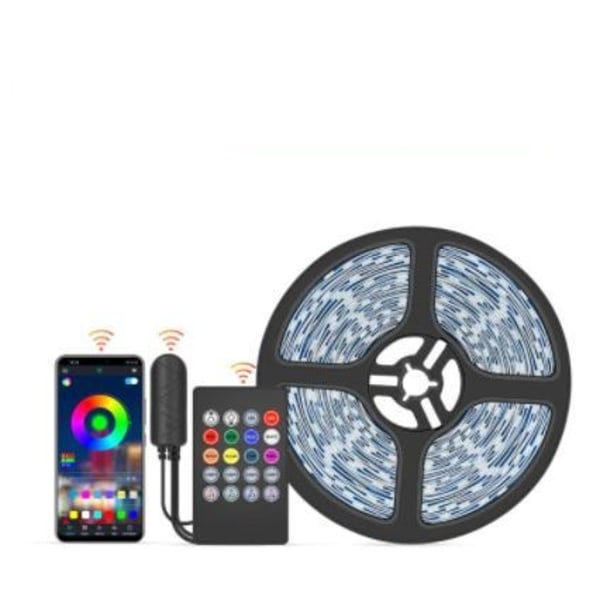 10M - 20-nøkkel musikk-LED-stripe - APP-kontroll - Musikkkontrollboks MultiColo multicolor 10m 20-key music led strip 30led/m