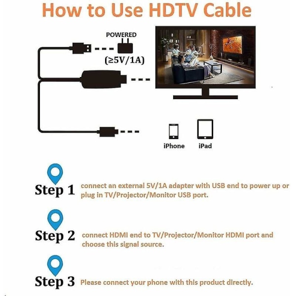 [apple Mfi-sertifioitu] Lightning-HDMI-kaapeliadapteri Punainen