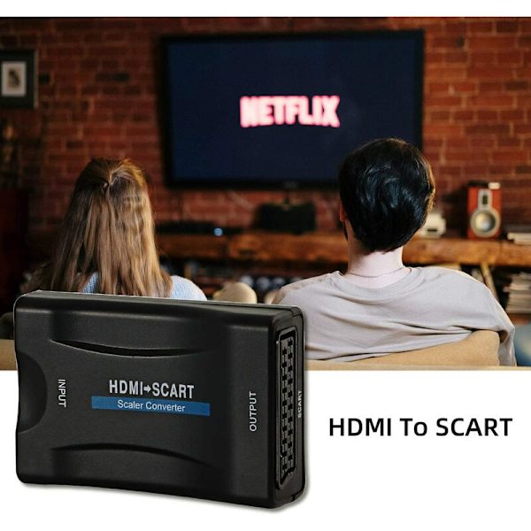 HDMI til SCART-adapter, 1080P Stereo Audio Video HDMI-konverter C
