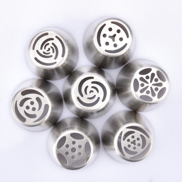 7 stk sprøytetips i metall, sprøytetips silver
