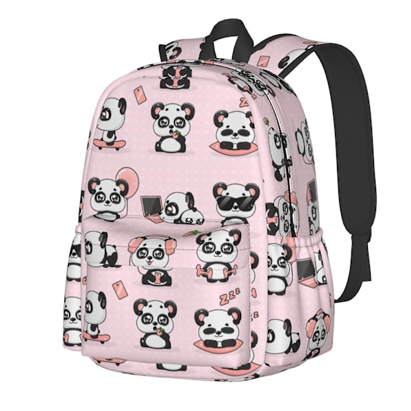 Söpö Panda Kawaii -painatus reppu, suurikapasiteettinen reppureppu, kannettava tietokoneen reppu, vedenpitävä reppu naisille ja miehille