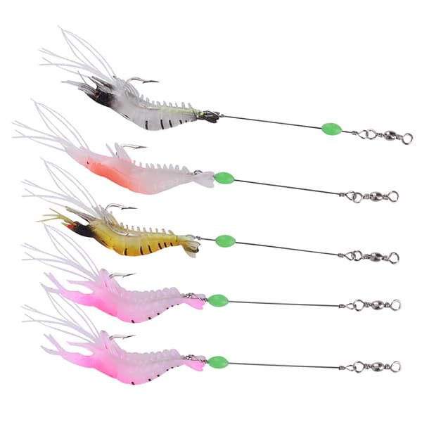 5 Pcs. High Simulation Soft Luminous Artificial Shrimp Lure Fishing Tackle with Hook-FA- 0.1