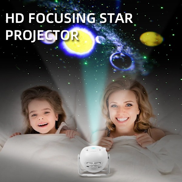 Galaxy projektor natlampe, 360° roterende justerbar fokus stjernehimmel projektionslys, velegnet til baby børns soveværelse loft/legeværelse/fest/bar