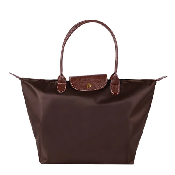 Vandtæt Nylon Dumpling Håndtaske Tasker Dame Stofpose Dame Håndtaske med Stor Kapacitet til Rejsetaske Foldbar Casual Skuldertaske Kaffe Coffee M
