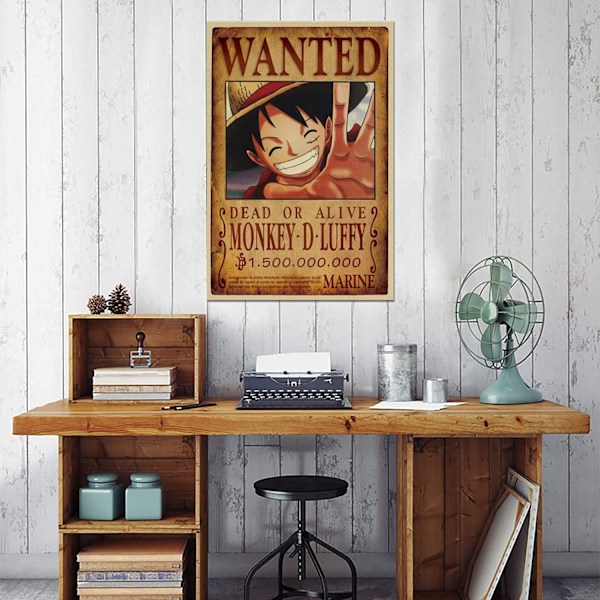 Animeplakat, One Piece Wanted Posters 51,5 cm × 35,5 cm Stor, Mann