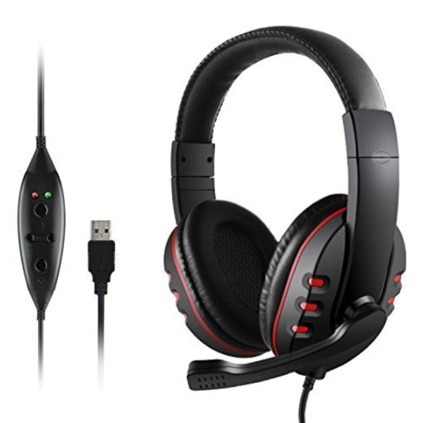 Gaming Headset-hodetelefoner med mikrofon for bærbar PC, nettbrett,