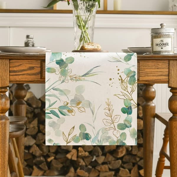 ##/Muoti Vihreä Eukalyptus Kesä Pöytäliina, 33 x 180 cm##/-FA7-