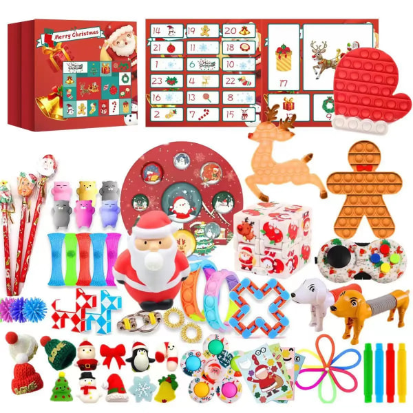 24 stk/sett Adventskalender Fidget Toys Julenissen DIY Juletrær Hengende Anheng 2023 Julekalender Nedtelling Leke for barn style 6