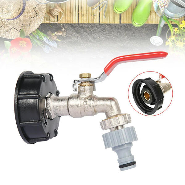 IBC Tanklås Adapter med Mässingskran och Slangkoppling-FA6- Alloy
