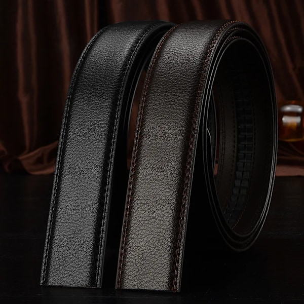 3,0 cm 3,5 cm brett spännlöst läderbälte Automatisk bälteskroppsrem utan spänne Herr hög kvalitet manliga bälten Svart 3.5cm Black 3.5cm 100cm