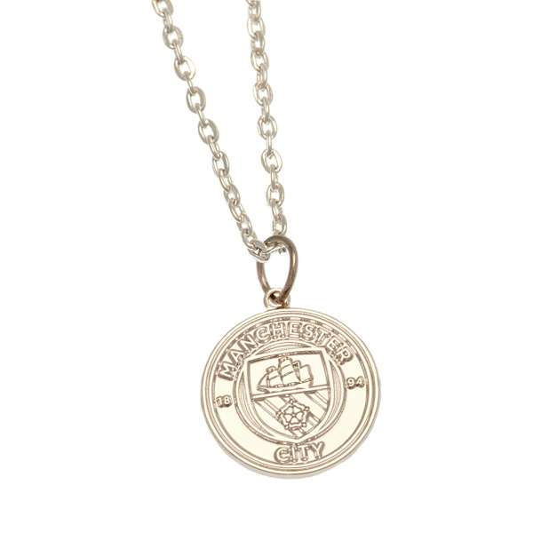 Manchester City FC Sølvbelagt Crest Halskæde & Vedhæng Et S Sølv One Size Silver