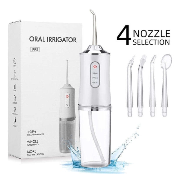 Dental Water Flosser Spotlight Waterpik Professionell Oral Irrigator Bärbar Floss Cleaner Hälsosammare tänder Vitare Rengöringsmedel vit