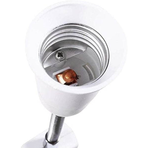 E27-sokkel med trådløs strømbryter, hvit base for E27-lampe, fleksibel med arm, hurtigsokkel for leselampe - uten lampe