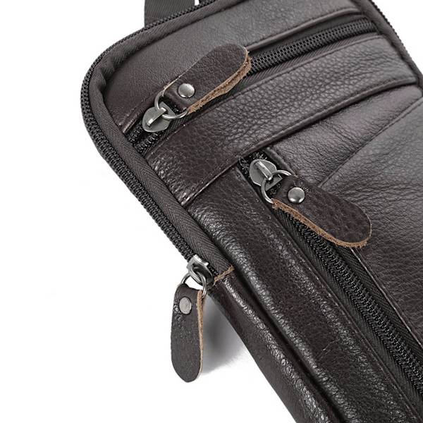 Herr Äkta Läder Mode Telefonväska Bältesväska Axel Crossbody Midjepaket