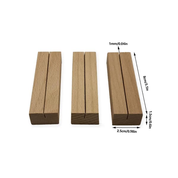 12-pack Trä Placeringskortshållare för Bröllopsbord, Äkta Trä Bordsnummerhållare, Menyhållare, Solid Bas och Elegant Design-FA-