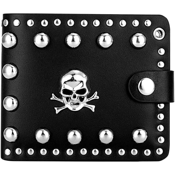 Läder Cool Punk Gothic Western Skull Biker Clutch Purse Plånbok