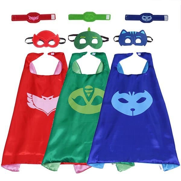 Pyjamashjältarna Unisex Barn - 3-pakning - kappe, masker og armbånd 222-FA-