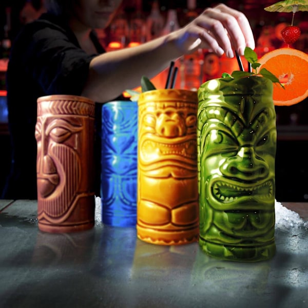 4x Keramiikkikupit - Tiki multicolor 1473