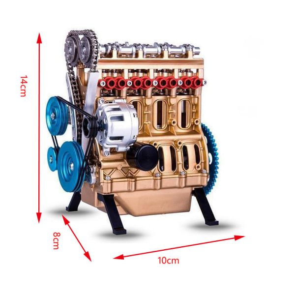 Ny 4-sylindret full resin bilmotor monteringssats modell dekorasjon leketøy gave