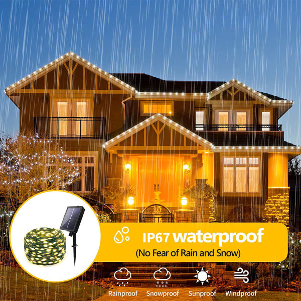 Ulkoilun aurinkoketjut, 22M 200 LED ulkoilun aurinkoketjut li