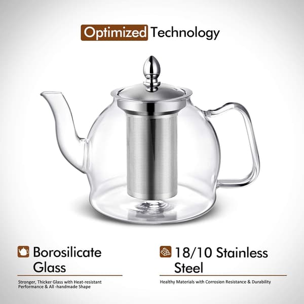 1000 ml Glass Teapot with Removable Infuser, Stovetop Safe Teapot-FA-
