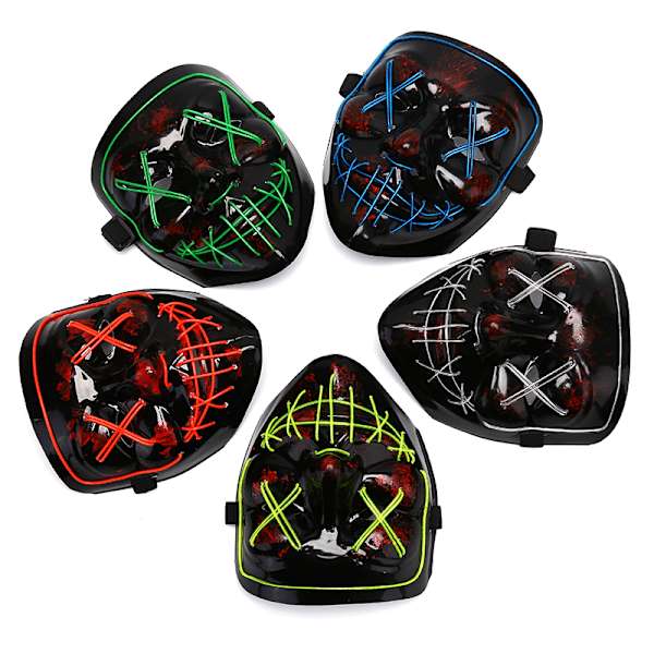 LED Glow Mask EL Wire Light Up The Purge Movie Costume Red