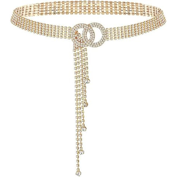 Krystallbelter for kvinner Rhinestone midjebånd belte for kjole Spar