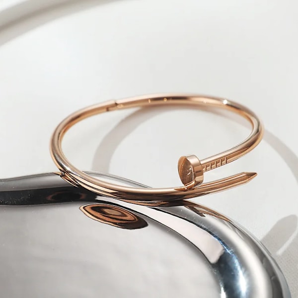 Rostfritt stål Guld Silver Solid Metalic Armring Manschett Ny design Nagelmode Kvinnor Tonåring Flickor Armband Smycken Armban Rose Gold