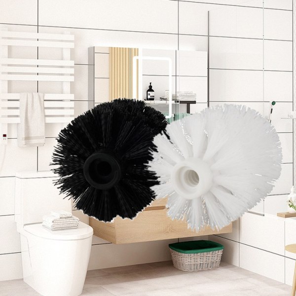 Toalettbørstehoved i sæt med 5, løse toiletbørster 10 mm gevind, udskiftningsbørstehoved diameter 8 cm, sort