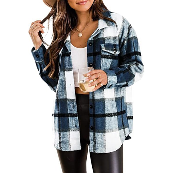 Damjacka med flanell Shacket Blend Knapp-ner Långärmad Skjorta för Utomhuskontorsföreställningar xl xl brown