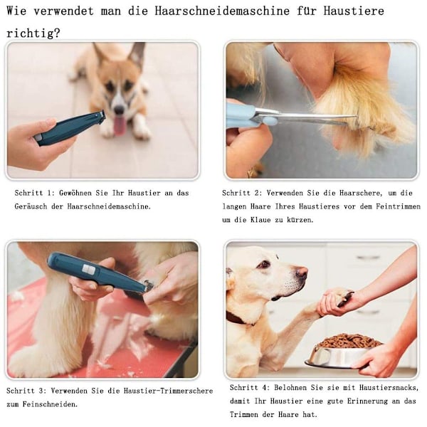 Påtass-trimmer för hundar, tyst hundklippare, tassklippare, hårklippare KLB