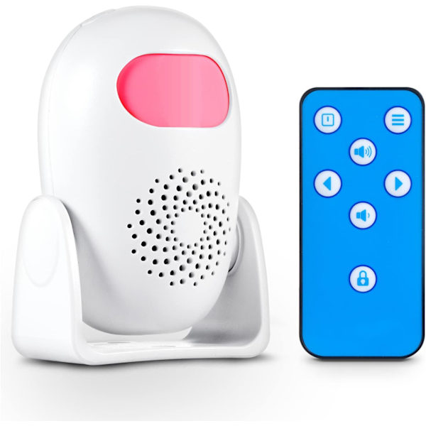 Bevægelsessensoralarm Bevægelsessensoralarm indendørs med fjernbetjening 110dB 4 lydstyrkeniveauer Bevægelsessensoralarm (1 bevægelsessensor, 1 fjernbetjening)