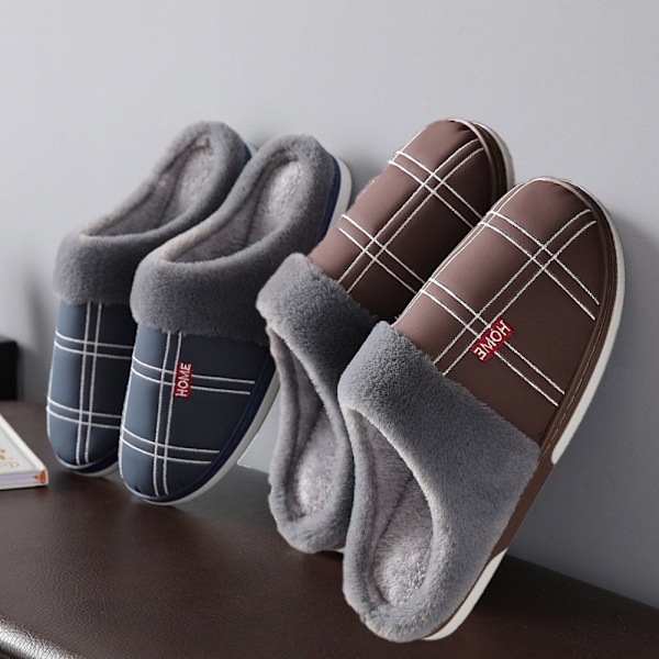 Vinter Herre Bomulls Hjemmesko Holder Varme Gulv Sko Kaffe 48-49 coffee