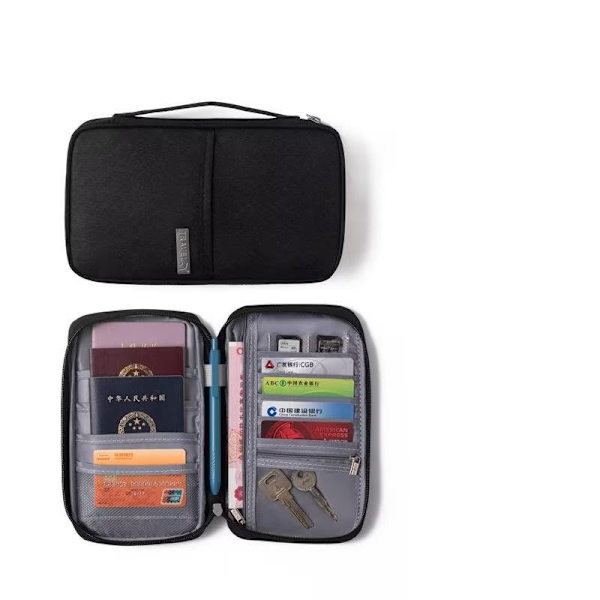 Bærbar Business Travel ID Organizer - Svart