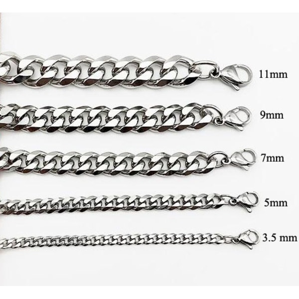 Polerede pansarled halskæde i stål, der holder farven hele livet! 5mm tjock, 55cm lång