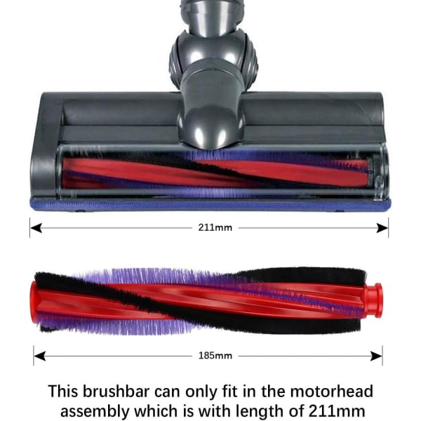 185 mm:n harjarulla Dyson V6 DC62 SV03 -pölynimuriin