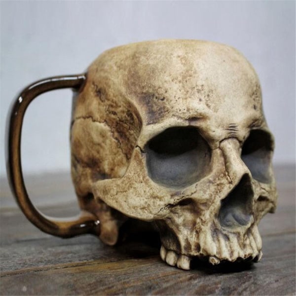 Skull Mug, Gothic Creepy Realistic Skull Mug, 3D Resin Skull