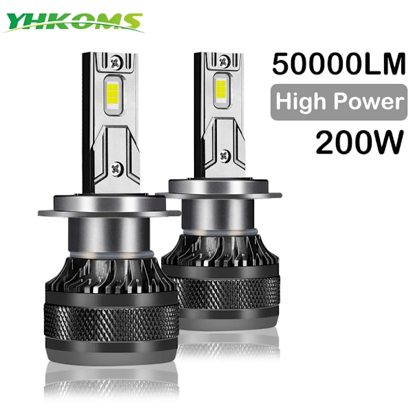 2 stykker - Bil LED-lykter H7 LED H4 H1 H8 H11 HB3 HB4 9005 9006 9012 6000K 200W 50000LM Auto LED-lampe Turbo nærlys 12V 2 Pieces 2 Pieces 9005/HB3