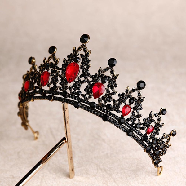 NOE Barock bröllopskronor, svarta strass, gotisk chic