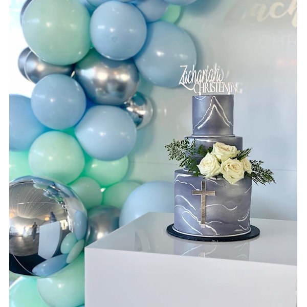 Blå Mint Grön Silver Metallic Ballong Båge Kit Pastell