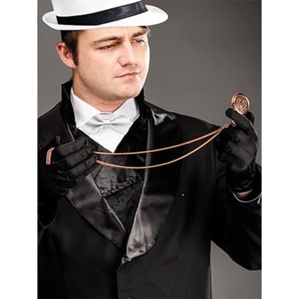1920-talskläder för män Tillbehör Gangster Flapper Set Great Gatsby kostymsats 20-tal med Trilby-hatt Mustasch Elastiska hängslen Watch för män